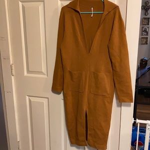 Free People Brown Long Sleeve Dress